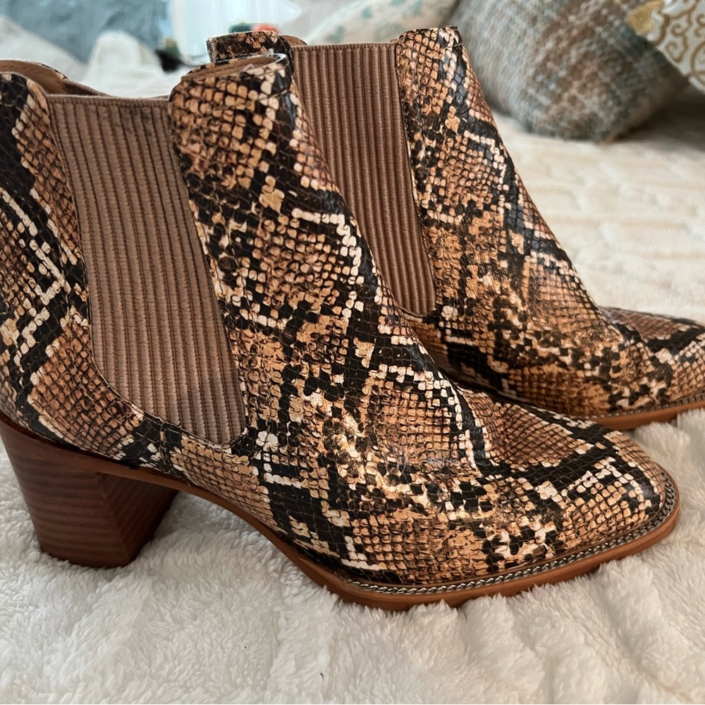 Snakeskin Ankle Boots - Brown